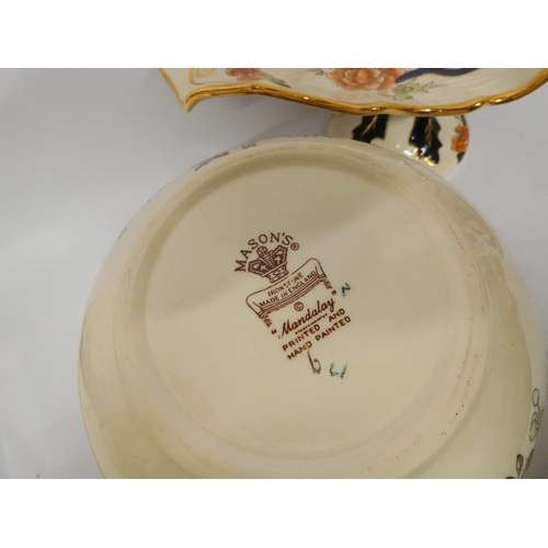 174 - Mason's Ironstone Mandalay pattern  pair of matching jardinières and a large centre piece comport