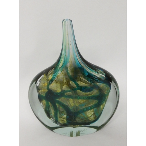 177 - A Mdina signed art glass bottle vase, dated 1975 to the base, 24cms tall