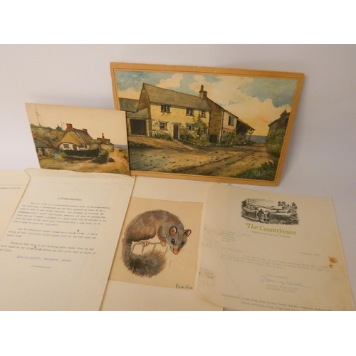 52 - A M McDonnell Cadgwith watercolour, signed and dated 1920 together with a watercolour of a farm and ... 