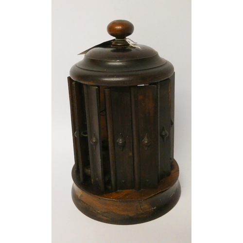 189 - An Edwardian turned Treen table top cigar dispenser