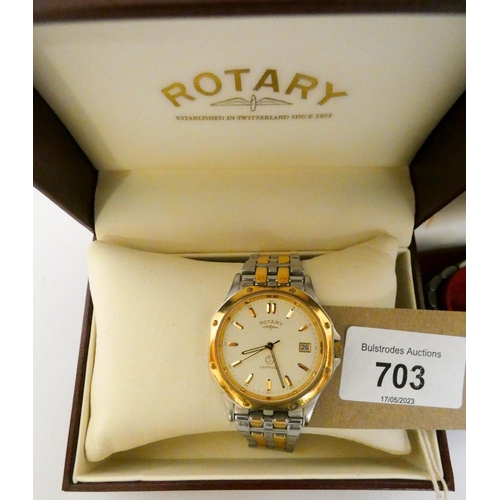 703 - A pair of Rotary by bi-metal coloured dress watches in boxes