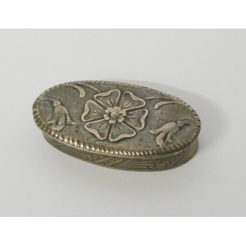 532 - Miniature oval silver pill box, hallmarked.