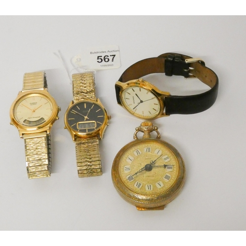 567 - Avia Olympic dual display vintage watch, Casio Alarm Chronograph and two further watches