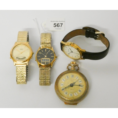 567 - Avia Olympic dual display vintage watch, Casio Alarm Chronograph and two further watches