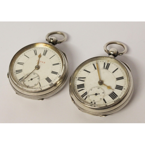 546 - Two Victorian silver pocket watches, both with subsidiary seconds dials