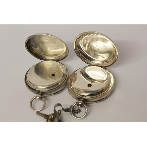 547 - Two silver pocket watches, one by Waltham with key