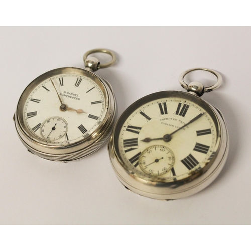 549 - Improved Patent English Lever silver cased pocket watch and another by H Samuel Manchester