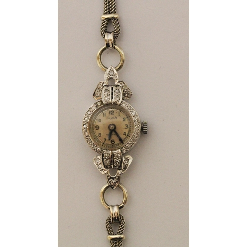 605 - Edwardian 9ct white gold and diamond ladies cocktail watch, the dial signed Mappin, gross weight 15.... 