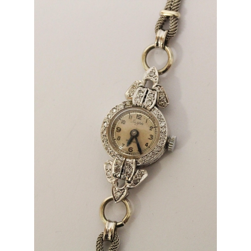 605 - Edwardian 9ct white gold and diamond ladies cocktail watch, the dial signed Mappin, gross weight 15.... 