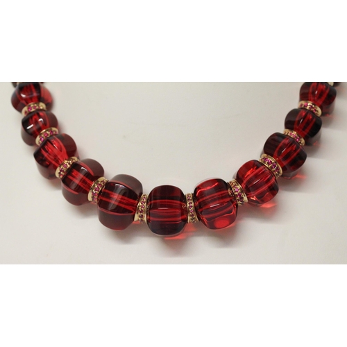 662 - Baccarat Sherazade 18ct gold ruby and crystal necklace, a Limited Edition, of red crystal glass bead... 