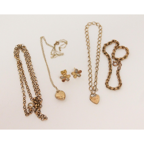 669 - A mixed lot of modern 9ct yellow gold to include belcher link neck chain. Gross weight 10.1 grams