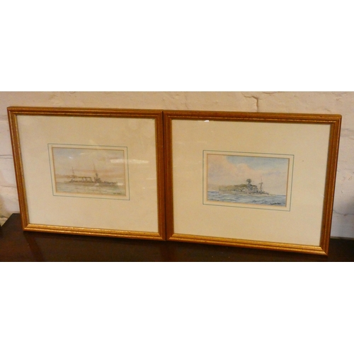 210 - W Sutton - An Isle of Wight artist, four watercolours of pre-WW1 Royal Navy Ships, HMS Superb, Dartm... 