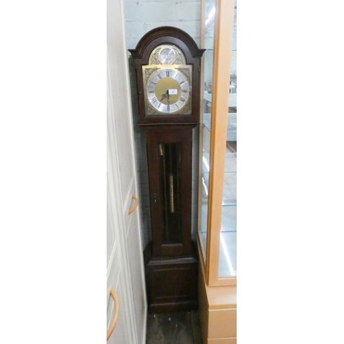 40 - A modern Grandmother clock in mahogany case with brass and silver dial