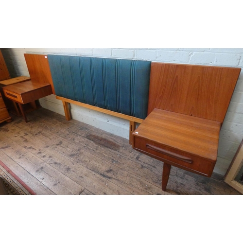 102 - GPlan Fresco vintage teak headboard with bedside cabinets, double size