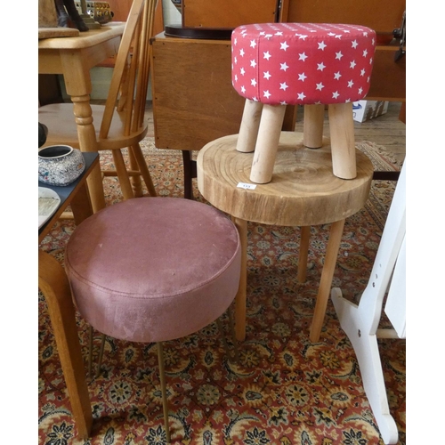 113 - Three stools to include a rustic stool