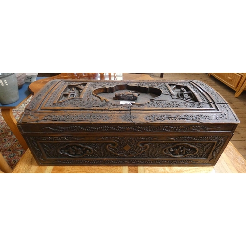 118 - A carved Eastern table top storage box