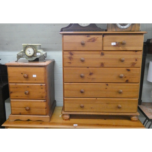 13 - A pine chest of four long and two short drawers, 32