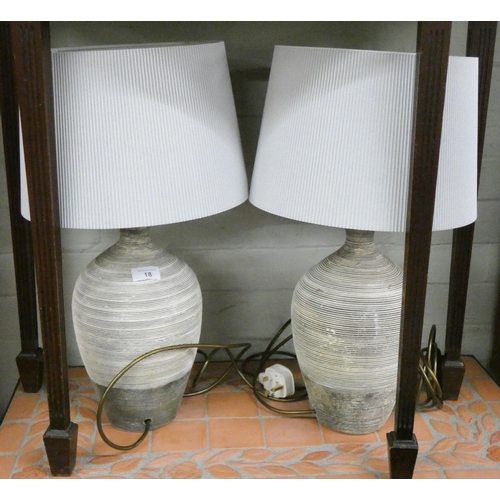 18 - A pair of modern table lamps with shades