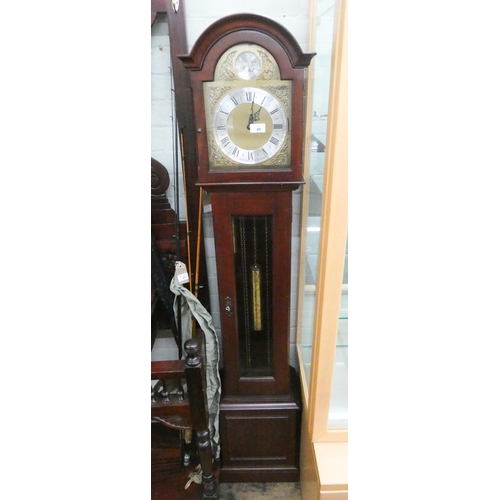 40 - A modern Grandmother clock in mahogany case with brass and silver dial