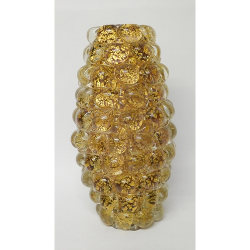 152 - A large Murano glass statement vase with gold foil flecks to the interior, 36cms tall