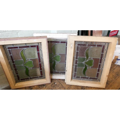 134 - Three vintage stain glass window panels