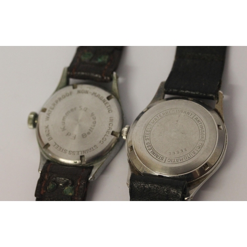 465 - Bucherer gents vintage automatic wristwatch and an Atlantic vintage gents watch - both with black di... 