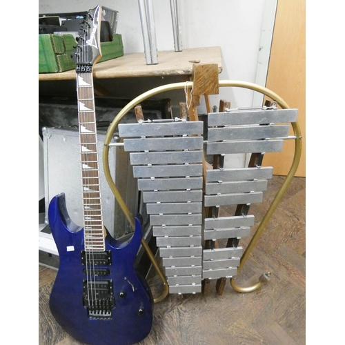 797 - A large xylophone and an Ibanez electric guitar