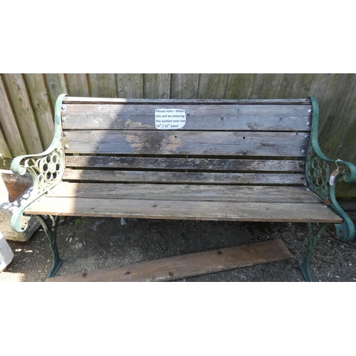 801 - Victorian style metal ended wooden seat garden bench