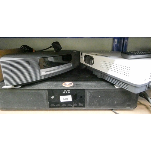 820 - A Sanyo projector, a Bose tape machine and a JVC DAB radio etc