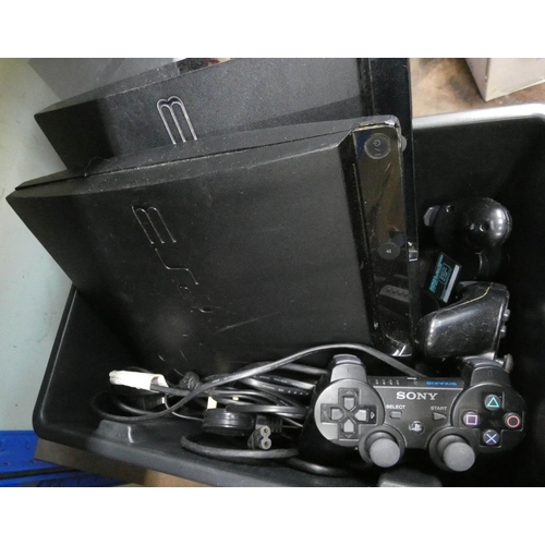 827 - Two PlayStation 3's with controllers etc