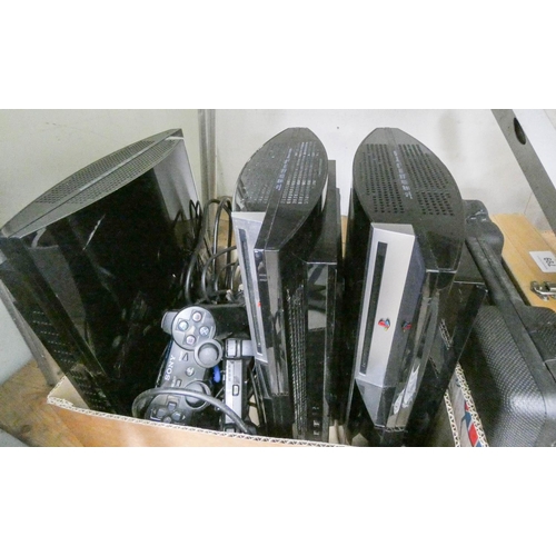 834 - Three PS2's with controllers etc