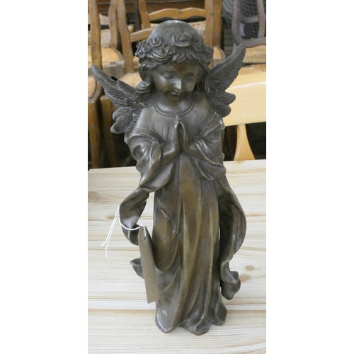 294 - A bronze praying angel figure ornament, 11 1/2