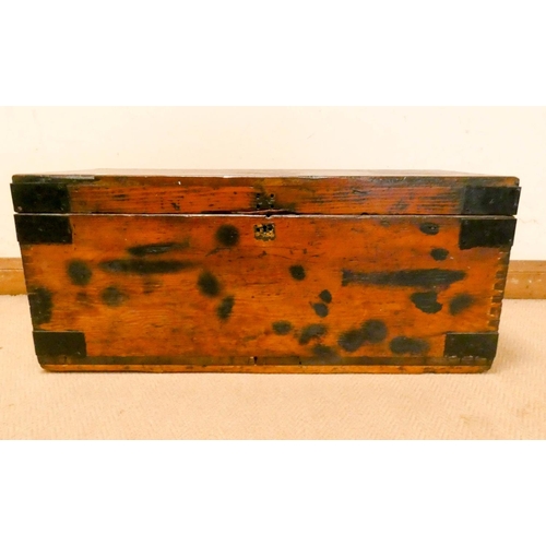 289 - An antique stained pine storage box, 3' wide