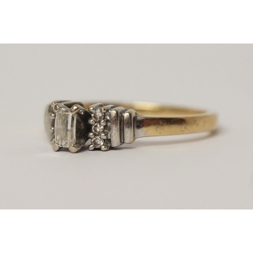 483 - 18ct gold diamond engagement ring, yellow gold hallmarked shank, ring size N, weight 4.2g