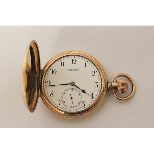 499 - Victorian gold filled hunter pocket watch, dial signed Muir & Sons Glasgow