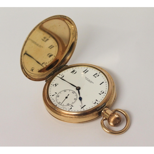 499 - Victorian gold filled hunter pocket watch, dial signed Muir & Sons Glasgow