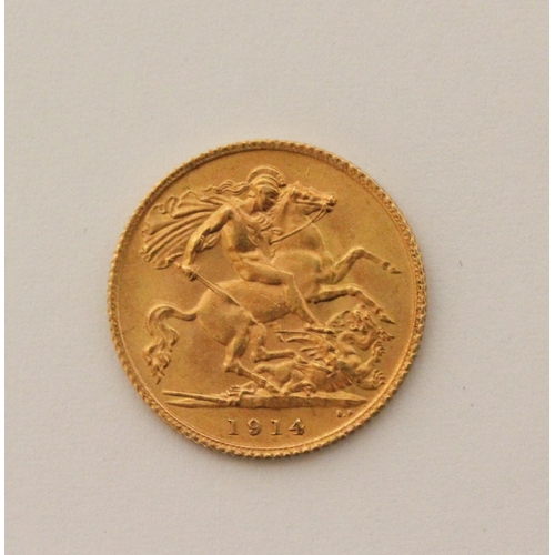 501 - 1914 Gold half Sovereign