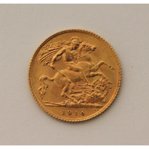 501 - 1914 Gold half Sovereign