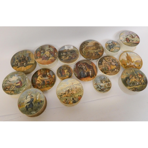 192 - A large collection of Victorian pot lids