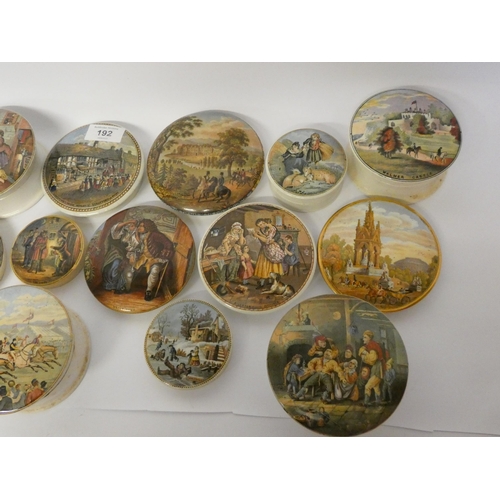 192 - A large collection of Victorian pot lids