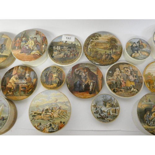 192 - A large collection of Victorian pot lids