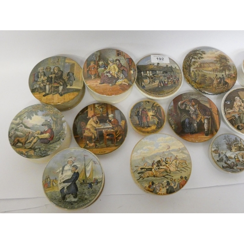 192 - A large collection of Victorian pot lids