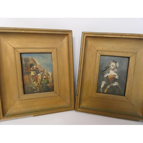 194 - Two antique oil on board miniature paintings, image measuring approximately 3