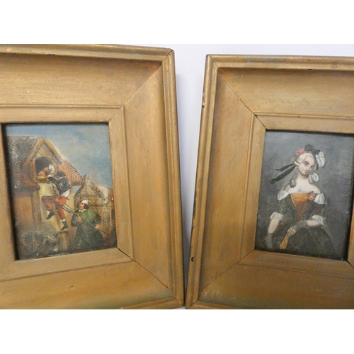 194 - Two antique oil on board miniature paintings, image measuring approximately 3