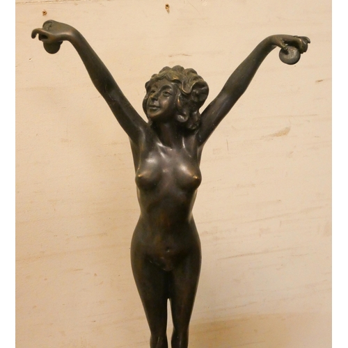 185 - An Art Deco style figure of a naked female after Colinet, 50cms tall