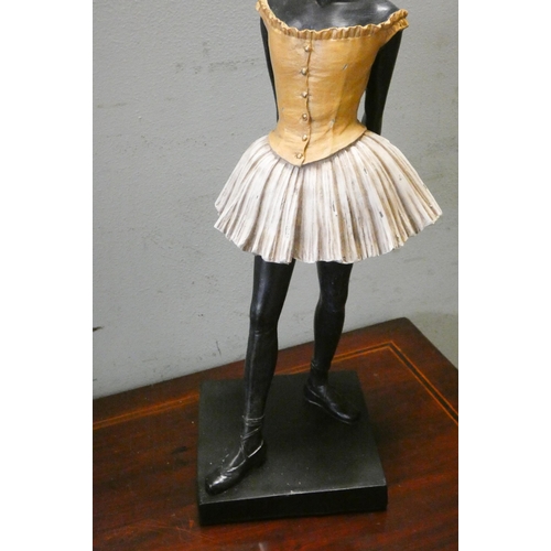 186 - A modern coloured bronze ballerina after Degas, 42cms tall