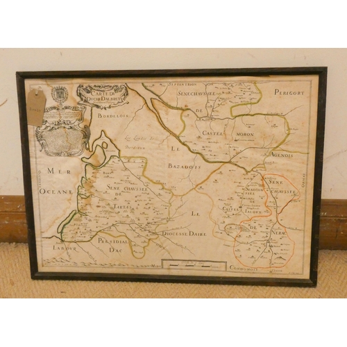 248 - An antique map of France, Carte du Duche d'Albret