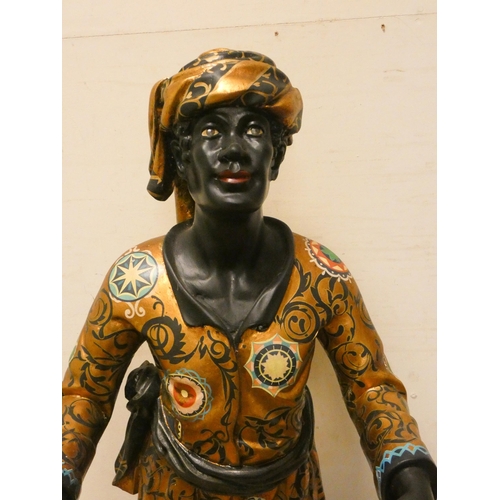 273 - A gilt decorated Blackamoor figure holding a snake umbrella stand, 49