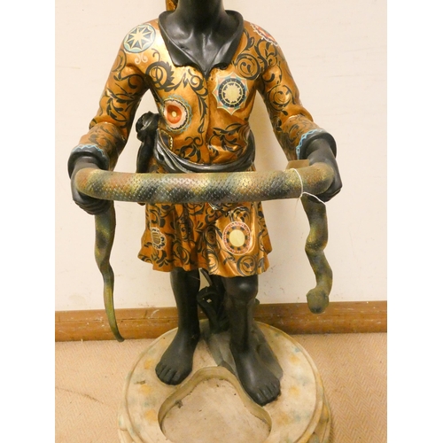 273 - A gilt decorated Blackamoor figure holding a snake umbrella stand, 49