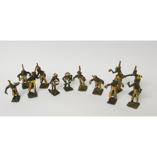 200 - A collection of twelve African enamelled spelter vintage band figurines